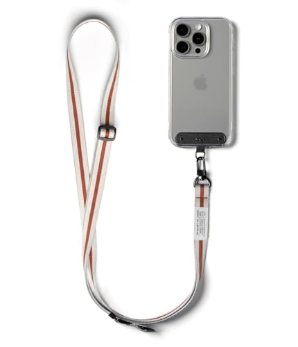 Image of Ringke Holder Link Snap Hook Lanyard [Crossbody Strap + Tether Tab] Adjustable Anti-Theft Shoulder Neck Strap with Durable Nylon Weave Patch for Universal Phone Cases - Maple Brown