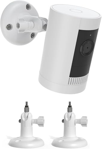 2 Pack Ring Camera Mount No-Drill Indoor/Outdoor Wall Mount Compatible with Rings Stick Up Cam Plus/Pro R/ing Indoor Camera Ring Outdoor Cam Plus 360 Adjustable Strong VHB Adhesive & Screw Option
