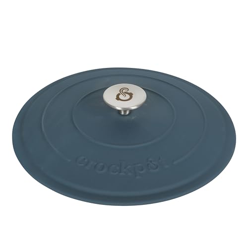 Image of Crock-Pot Artisan 7-Quart Round European Enameled Cast Iron Dutch Oven - Matte Navy Blue, Durable Oven Safe Cookware