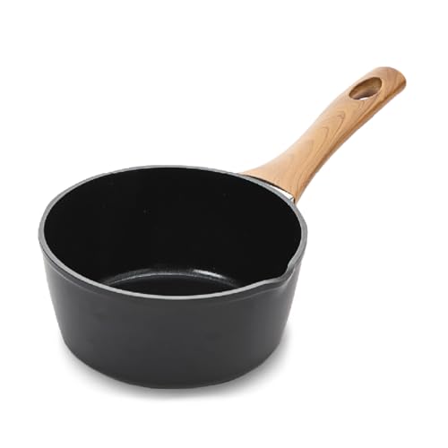 Blackmoor Sherwood Classic 65269 - Pentolino per latte con manico in bachelite effetto legno, 16 cm, con beccuccio versatore e rivestimento in ceramica antiaderente, senza PFA, adatto a tutti i tipi