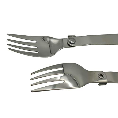 Maydahui 2 PCS Folding Spoon and Fork SUS 18/10(304)Stainless Steel Spork Portable Camping Cutlery Multi-Functional Foldable Fruit Forks for Outdoors Picnic Thermos Travel Tableware
