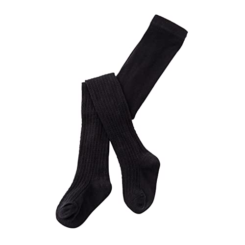 Knit Tights for Kids Girls Toddler Transition Ballet Leggings Soft Footed Dance Pantihose School (Black, 4-6 Years)