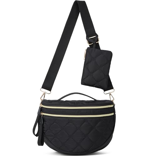 Small Crossbody Bags for Women, Puffer Cute Bum Bag with Coin Purse Wallet with RFID Blocking Slots, Quilted Purse for Daily Travel College,5.6L Compact size, Spacious Puffy Handbags, 2-in-1 Set