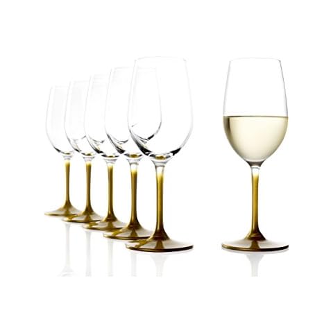 Stölzle Lausitz Weißweingläser Event 360ml in Gold I Weißweingläser 6er Set I Weingläser spülmaschinenfest I Weißwein Kelche Set bruchsicher I hochwertiges Kristallglas I höchste Qualität Cover