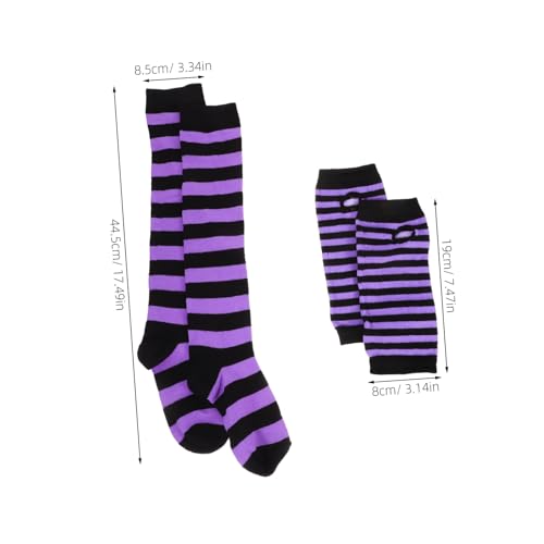 FRCOLOR 2sets Boys and Girls Knitted Striped Socks and Gloves Set Comfortable Arm Warmers and Cozy Accessories for Soft and Adorable Design Light and Stripes2