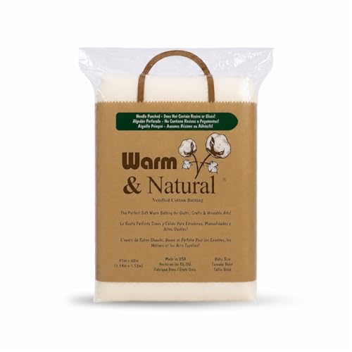 The Warm Company - Warm & Natural Cotton Quilt Batting – Baby Size 45" x 60" – Premium Quilt & Craft Batting for Sewing & Quilting Projects