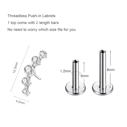 G23 Titanium Flat Back Earrings Studs 20g 18g 16g F136 Titanium Labrets Press Fit Threadless Push In Dainty Cartilage Helix Conch Lobe Lip Tragus Piercing Jewelry Push Back2
