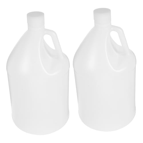 HIAKDOFT Empty Gallon Plastic Jug with Caps 4l Refillable Water Dispenser Bottles Set of 2 White Milk Storage Containers for Kitchen and Outdoor Activities