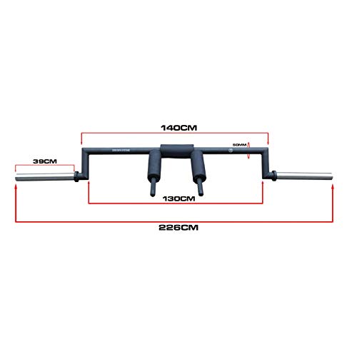 Strength Shop Riot Olympia-Safety Squat Bar - natürlich geformte Griffstücke - 2.26m Heavy Duty 22kg OSSB Langhantel mit Nackenpolster - Kniebeugen - Rated to 350kg