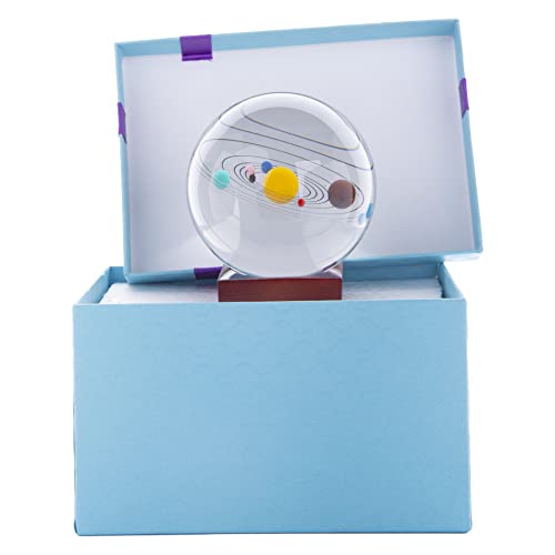 Berry President® 3D Laser Etched Crystal Solar System Paperweight Home Decor Creative Gift 3.1'' #TOP7