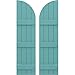 Ekena Millwork ARW401BQ414X58PTH Americraft Four 3 Exterior Real Wood Joined Board-n-Batten Shutters w/Arch Top (Per Pair), 14"W x 58"H, Pure Turquoise