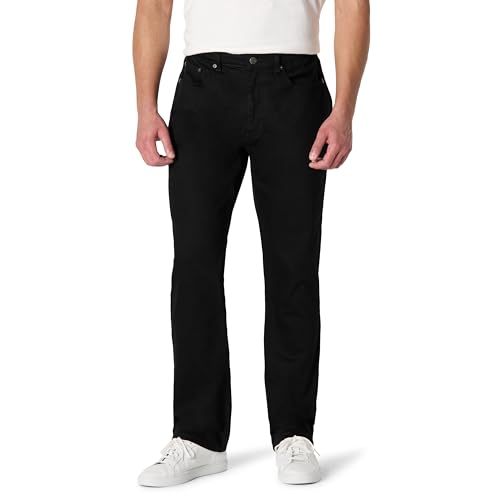 Amazon Essentials Men's Men's Heavyweight Stretch Straight-Fit Jean, Black-Heavyweight, 28WX28L