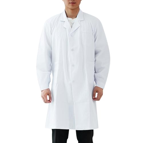 Générique Blouse Blanche Chimie Lycee Homme Femme Collège Medicale Chemisiers Blouse Blanche Coton Chemise Manches Longues avec Poche Et Bouton Grande...