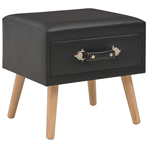 INLIFE Table de Chevet, Table de Chevet Noir 40x35x40 cm Similicuir