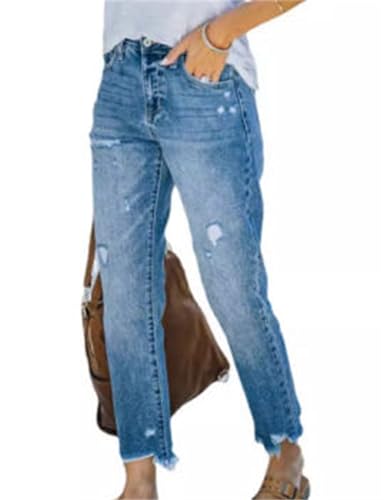 Womens Casual Straight Leg Jeans High Waist Casual Pants Slim Type Stretch Skinny2