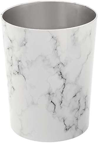 mDesign Metal Wastepaper Bin  Stainless Steel Bathroom Trash Can  Rubbish Basket for Home and Office  Rose Gold