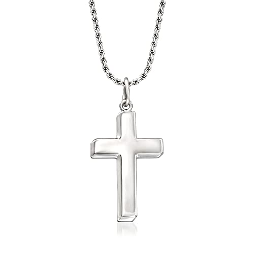Ross-Simons Men's Sterling Silver Cross Pendant Necklace. 22 Inches #TOP14