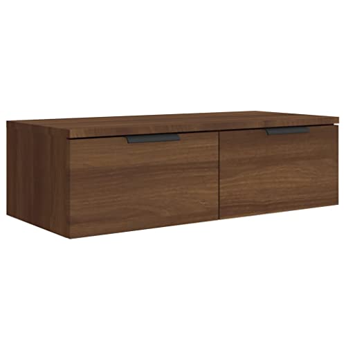 vidaXL Armario de Pared Mueble Aparador Almacenaje Cajones Colgante para TV Estante Flotante Salón Decoración Madera Contrachapada Marrón Roble