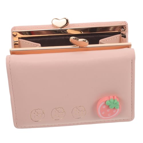 BESPORTBLE Compact Cute PU Mini Card Purse Portable Ladies Clutch with Multiple Slots for Coins Credit Cards Ids Lightweight Wallet for Travel and Daily Use Pink