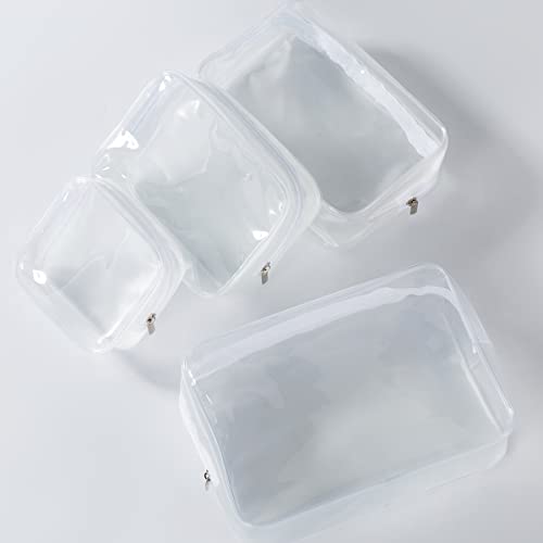 5 Pack Clear Plastic Zippered Toiletry Carry Pouch TSA Approved Toiletry Bag Portable Cosmetic Makeup Bag for Vacation, Bathroom and Organizing
