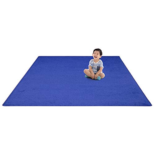 Joy Carpets Endurance 12' X 12' Square Solid Colored Area Rug In Royal Blue #TOP1