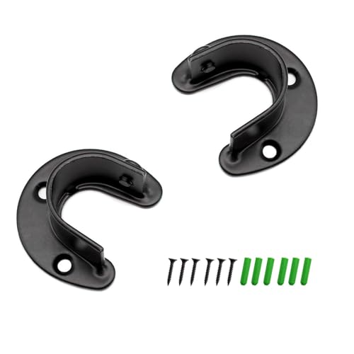 MYLERCT 2 Stück Schwarz Rundrohr Halterung, 28 mm Edelstahl Kleiderschrank Stangenhalter, Stangenhalterung für Gardinenstange Kleiderschrankhalterung Gardinenstange Kleiderstange