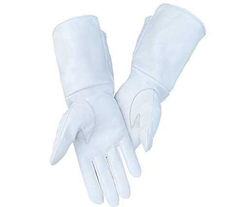 SI MEN'S MEDIEVAL RENAISSANCE UNLINED GAUNTLET GLOVES (MEDIUM, WHITE) - Thumbnail 2