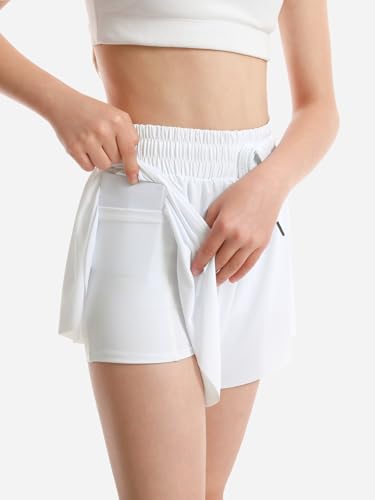 3/4 Packs Girls Butterfly Shorts 2 in 1 Girls Athletic Shorts Youth Flowy Shorts for Active, Running,Basketball2