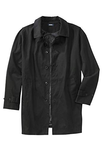 KingSize Men's Big & Tall Water-Resistant Trench Coat - 6XL, Black