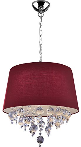 Pendente São Paulo 3 Luzes E27 Cúpula de Tecido, LLUM Bronzearte, 33857, 315W, Vinho, 46cm