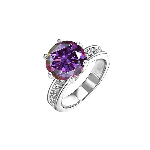 Alliances de mariage Moissanite bague fiançailles 5ct couleur D coupe ronde élégante