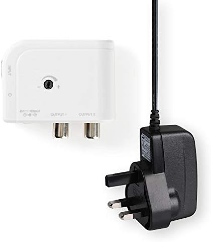 Ex-Pro 2 Way Output 15dB CATV Aerial Amplifier Signal Booster with Gain Control for Digital HD TV