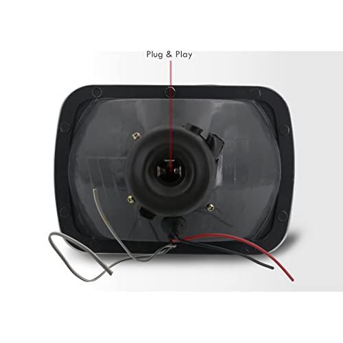 Ajp Distributors Replacement Universal 7" X 6" H6052 / H6054 / H6012 Diamond Cut Glass Lens Sealed Beam Halo Projector Headlights Headlamps Head Lights Lamps H4 Conversion Assembly Chrome Lh + Rh Pair #TOP6