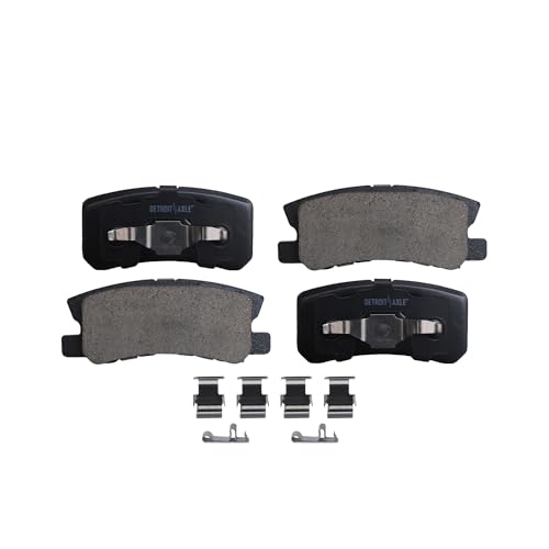 Image of Detroit Axle - Rear Ceramic Brake Pads w /Hardware Replacement for Chrysler 200 Sebring Dodge Avenger Caliber Jeep Patriot Compass Mitsubishi Endeavor Lancer Montero Outlander Sport - 4pc Set