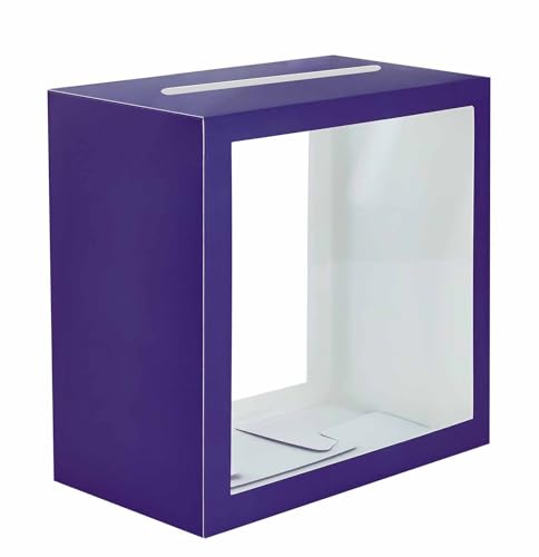 Image of SietDESEO Purple Card Box for Party with Clear Window Large Gift Card Box Holder for Wedding Reception Birthday Graduation Baby Shower Raffle Ticket Box
