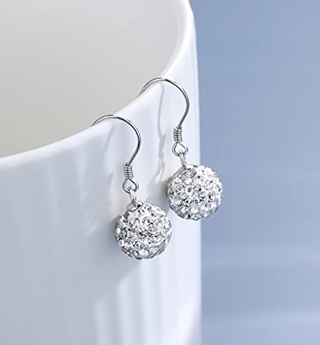 SLUYNZ 925 Sterling Silver Rhinestone Drop Earrings for Women Teen Girls Shiny CZ Ball Dangle Earrings4