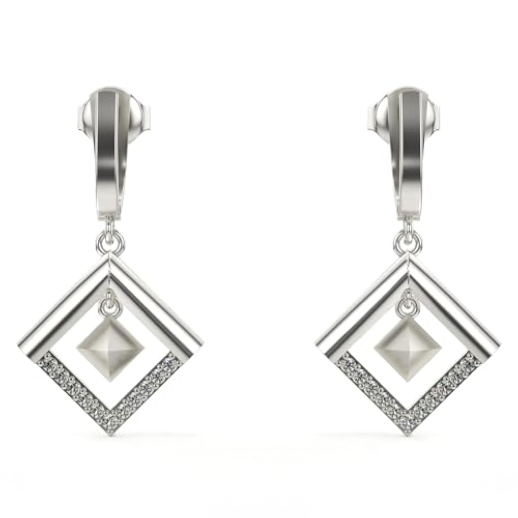 Women's Sterling Silver 0.17cts Certified Lab Grown Diamond Earrings, White