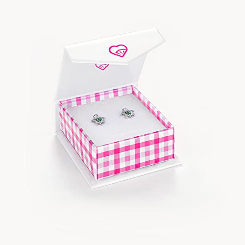 925 Sterling Silver Girl's Green Cubic Zirconia Screw Back Sea Animal Themed Earrings - Turtle Stud Earrings For Young Girls & Teens - Safety Screw Back Locking For Little Girl's Daily Use #TOP4