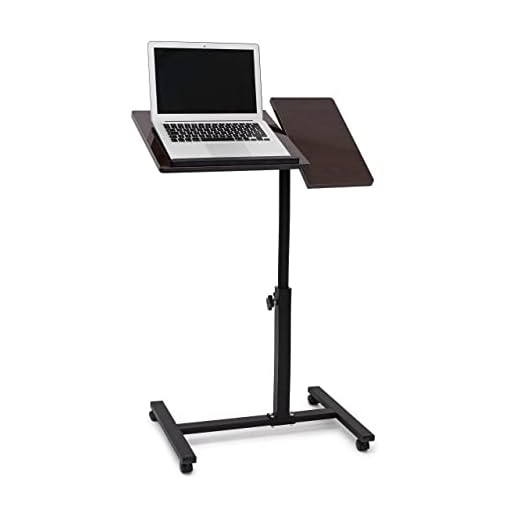 Relaxdays Regolabile in Altezza Tavolino per Pc, Supporto Computer Portatile, Mobile Grande, HLP 98x60x40,5cm, 4 Ruote Girevoli, Nero, Legno_Composito, 1