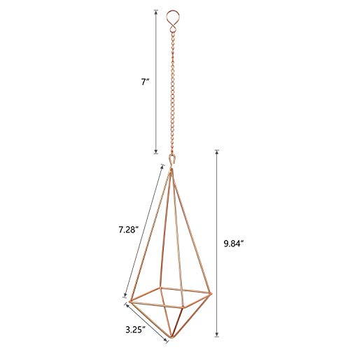 Dahey Hanging Air Plant Holder-4 Pack Bronze Metal Airplant Rack Tillandsia Hanger And 3 Pcs Himmeli Geometric Planter With Chains Rustic Home Decor,Gold #TOP6