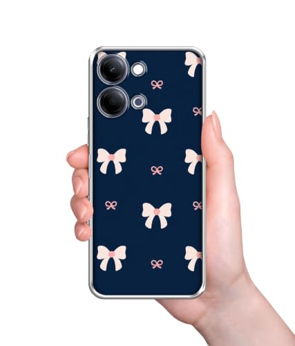 Image of Navy Bow Charm Printed Silicon Soft TPU Back Case Cover Compatible with Vivo Y05 5G / Y11 5G / Y21 5G