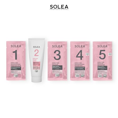 Set Brasilianisches Glätten SOLEA PROFESSIONNEL, Brasilianisches Haarglättungsset mit Keratin, professionelle Glättungsbehandlung für zu Hause, glatte und geschmeidige Haare für 14 Wochen