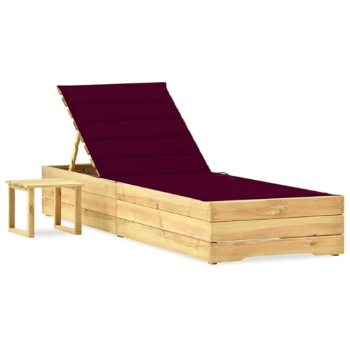 Homgoday Garten-Sonnenliege mit Tisch und Auflage Kiefer Impr?gniert...