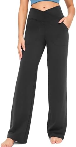 Yogaration Yogahose Damen Weites Bein, High Waist Sporthose Jogginghose | Sporthose mit 2 Taschen, Weiche Stretch Stoffhose in Petite Regular Tall für Yoga, Büro und Alltag, für Al