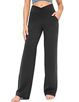 Yogaration Yogahose Sporthose Damen, Weite Hose High Waist Freizeithose mit V-Taille, Bequem Wide Leg Hose Arbeithose mit Tasche, Trainingshose Fitness Jogginghose