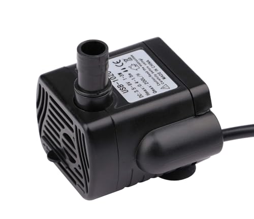 Driew 3W DC 3.5-8V USB Water Pump with Power Cord, Solar Mini Submersible,Brushless,Waterproof (1, Black)