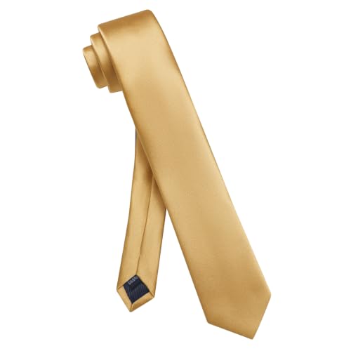 Image of YourTies Skinny Ties for Men Solid 2.4 inch Slim Necktie Handkerchief Clip Set | Satin Mens Tie Pocket Square Tie Clip Gift Box,Solid Color,Formal Casual Wedding Business Party,Suit Shirt Tuxedo