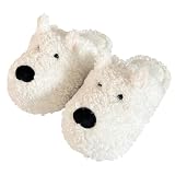 Dog Plush Slippers Women's Slippers Cute Puppy Warm for House Bedroom Sandals Fuzzy Kawaii Slides Slip-on Slippers Wide Non-Slip Indoor Shoes Flip Flop Cartoon Animal (8.5-9,Medium,8.5,Women,9)