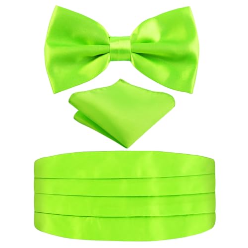Image of Alizeal Mens Multicolored Silk Solid Cummerbund Bow Tie Set