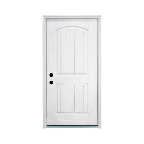 DOPERFE 36x80in Fiberglass Exterior Door - Right-Hand Inswing Arch Top 2-Panel
